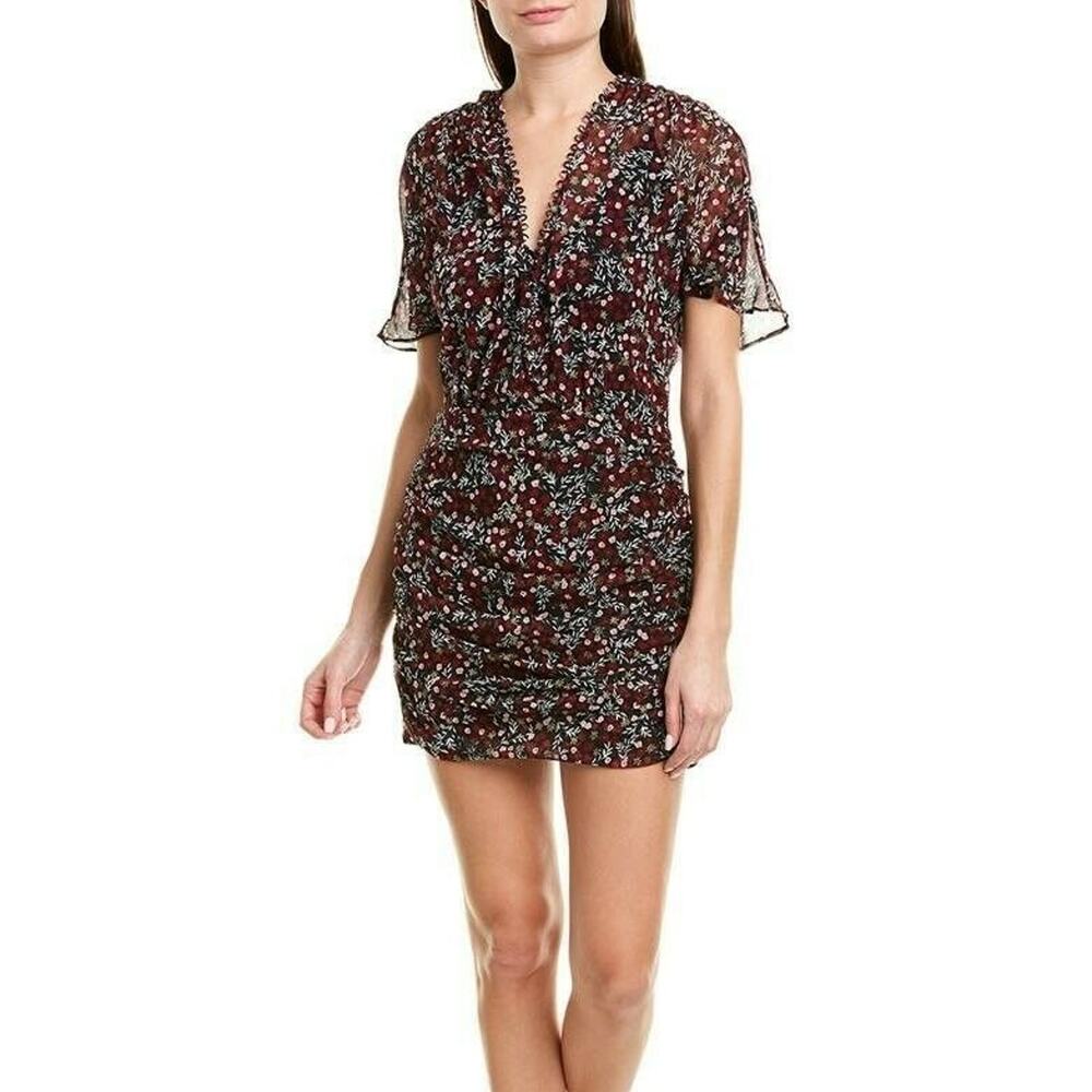 New NICHOLAS Mini Daisy Ruched Mini Dress Floral Size 2